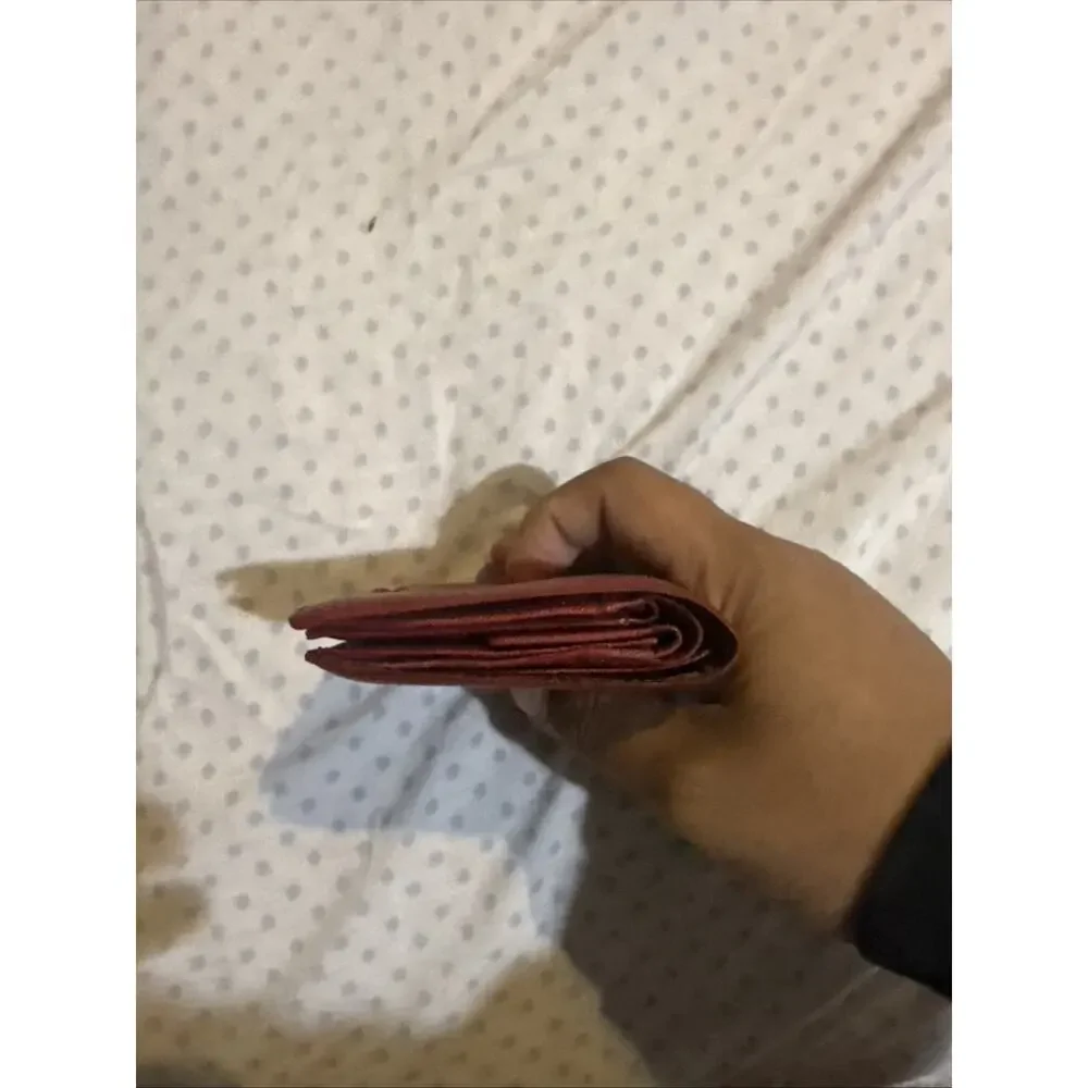 Red Burberry Saffiano leather bifold wallet